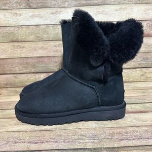 Ugg Black Suede Bailey Button Boots